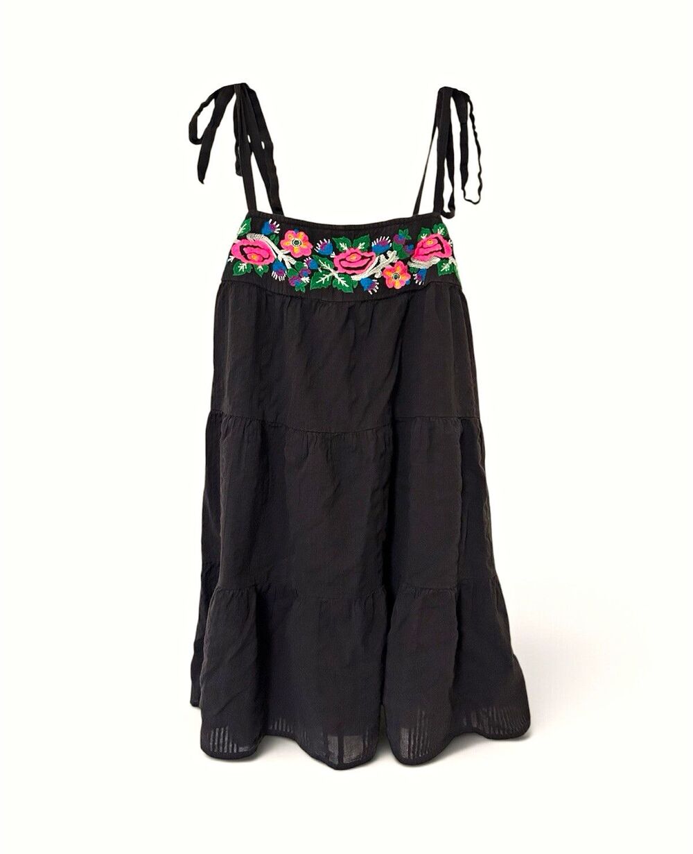Urban Outfitters Light Grey Floral Embroidered Square Neck Midi Sundress